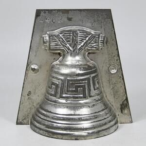 VTG Letang Fils France Metal Chocolate Mold Church Liberty Bell Greek Key #4462